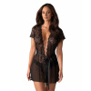Zmyselný župan OBSESSIVE Alluria peignoir čierna S/M