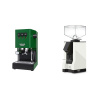 Gaggia New Classic EVO, green + Eureka Mignon Silenzio, BL white