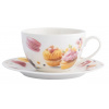 Porcelánová šálka so spodkom Sweet Moments – 260 ml s veselým motívom sladkostí