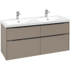 VILLEROY & BOCH Subway 3.0 závesná skrinka pod dvojumývadlo, 4 zásuvky, 1272 x 478 x 429 mm, Taupe, C56801VM