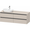 DURAVIT Ketho 2 závesná skrinka pod umývadlo na dosku (umývadlo vľavo), 4 zásuvky, 1600 x 550 x 568 mm, taupe matná, K24899L91910000