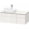 DURAVIT L-Cube závesná skrinka pod umývadlo na dosku (umývadlo vľavo), 4 zásuvky, 1220 x 550 x 482 mm, biela vysoký lesk, LC4876085850000