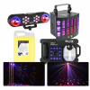 BeamZ mancave partylights - Kompletná svetelná sada s disko lampami a výrobníkom dymu - RGBW LED