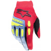 rukavice FULL BORE, ALPINESTARS (svetlo modrá/červená/žltá fluo/čierna, vel. S)