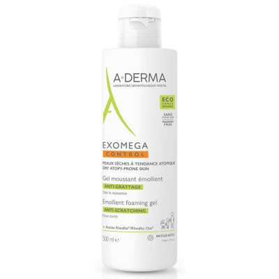 A-Derma Exomega Control Zvláčňujúci penivý gél pre suchú kožu so sklonom k ​​atopii 500 ml
