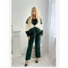 Włoski Rebrovaná velúrová súprava mikina + nohavice tmavozelená