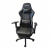 Herné masážne kreslo, čierne, s opierkou na nohy