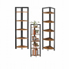 Rohová Regál Songmics, čierna, industriálny štýl, 5 políc, drevotrieska, 150 cm