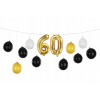 Balónová girlanda „60. narodeniny“, zlatá, čierna, biela, PartyDeco, 12 ks