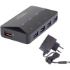 Renkforce 4 + 1 port USB 3.0 hub s portom pre rýchle nabíjanie, so stavovými LED čierna; RF-3806031