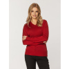 Dámsky bordový sveter s výstrihom do V 17653