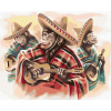 Mexické trio opíc hrajúce na gitaru, 40×50 cm, bez rámu a bez vypnutia plátna 6044070