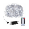 SPRINGOS LED reťaz Nano - 30m, 300LED, 8 funkcií, ovládač, IP44, studená biela