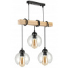 BERGE LED závesné stropné svietidlo, drevený trám, 3xE27, Luster, guľa, bezfarebný