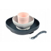Beaba Silicone meal set zo silikónu ružovo šedo modrá pre bábätká 4 dielna