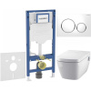 GEBERIT Duofix súprava 5v1 - inštalačný modul, závesná sprchová toaleta Rimless a Softclose WC sedadlo TECEone, tlačidlo Sigma20 Round, 115.882.KJ.1 (biela/lesklý chróm), SANI11CT3103