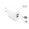 Nabíjačka do siete FIXED Smart Rapid Charge 15W s 2xUSB výstupom a USB/micro USB káblom 1m biela (FIXC15-2UM-WH)