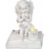 Dekorácia MagicHome, Modliaci anjelik na knihe, LED, polyresin, na hrob, 11,5x7,5x13,5 cm