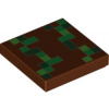 3068bpb1790 Reddish Brown Tile 2 x 2 with Green Minecraft Pixelated Pattern (Červenohnědá dlaždice 2 x 2 s jasně zeleným pixelovým vzorem Minecraft)