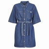 Calvin Klein Jeans Krátke šaty LINEN BOXY BELTED SHIRT DRESS Námornícka modrá