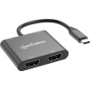 Manhattan USB 2.0 adaptér [1x USB-C® zástrčka - 4x HDMI zásuvka, USB 2.0 zásuvka A, USB-C® zásuvka (nabíjanie)] 4K UHD, obojstranne zapojiteľná zástrčka, s; 154321