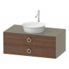 DURAVIT White Tulip závesná skrinka pod umývadlo na dosku, 2 zásuvky, 1000 x 550 x 408 mm, americký orech masív/kameňovo šedá vysoký lesk, WT4991077H2