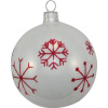 Ornex Vianočná ozdoba sklenená guľa s vločkami, biela, 7 cm