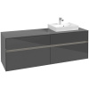 VILLEROY & BOCH Collaro závesná skrinka pod umývadlo na dosku (umývadlo vpravo), 4 zásuvky, s LED osvetlením, 1600 x 500 x 548 mm, Glossy Grey, C079B0FP