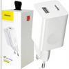 BASEUS RÝCHLA SIEŤOVÁ NABÍJAČKA PRE TELEFÓN USB QC 3A VÝKONNÁ 1x biela