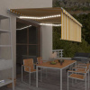 zahrada-XL Ručne zaťahovacia markíza s tienidlom a LED 4x3 m žlto-biela 3069303