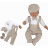 Z&Z 5-dielna pletená sada Boy, body, nohavice, čiapočka motýlik, topánočky, béžová - 80 (9-12m)