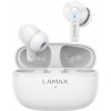 Lamax Clips1 Play Headset do uší (In Ear) Bluetooth® stereo bílá Indikátor nabití, Nabíjecí pouzdro, regulace hlasitosti, odolné vůči potu, dotykové ovládání,