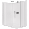 CERANO - Sprchová zástena Walk-in Onyx TL/P - 8 mm - hranatá vzpera + polička/držiak na uteráky - čierna matná, transparentné sklo - 150x60 cm