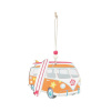 Drevená ozdoba na zavesenie - Volkswagen T1 autobus so surfom na boku