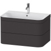 DURAVIT Happy D.2 Plus c-bonded závesná skrinka s nábytkovým umývadlom s otvorom, 2 zásuvky, 775 x 490 x 480 mm, grafit super matná, HP4637O8080