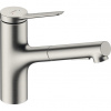Hansgrohe Zesis M33 Drezová batéria s vyťahovacou sprchou, 2jet, sBox, nerezová oceľ 74821800