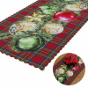 OBRUS BIEŽNIK OZDOBNÝ NA VIANOČNÝ STÔL 50 x 100 ŠKÓTSKA KÁROVANÁ LÁTKA A GULE