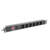 Lanberg napájacia lišta rack PDU 19'' 1U 10A 6x Schuko 2m čierna C14