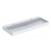 Geberit ONE - Dvojumývadlo, 120x48x14 cm, skrytý prepad, 2 otvory na batérie, vodorovný odtok, KeraTect, biela 505.049.00.1