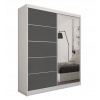 Šatníková skriňa so zrkadlom 216x160x61 cm matná SIVÁ+BIELA VYPR