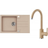 Alveus SET A066 Beige 55 SETA066 - Drez Granitový Rock 130 - 780x480mm, vanička 400x400x180mm, + bateria Tonia
