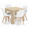WELLHOX Súprava štvorcový stôl 80x80 dub sonoma + 4 stoličky MARK white