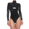 Latexové body s dlhým rukávom, s dvojcestným zipsom Čierna M