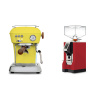 Ascaso Dream PID, Sun Yellow + Eureka Mignon Perfetto, CR ferrari red