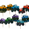 TOPPER PIKERY NA TORT DEKORÁCIA - MONSTER TRUCK AUTÁ TRUCKI TRAKI - 10ks