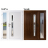 Dvojkrídlové vchodové dvere plastové Soft Venus Inox+Sklo Nisip, Zlatý dub/Biela, 130x200 cm, pravé