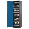Skriňa na chemikálie Systema-T CS-56L, korpus antracitový, krídlové dvere modré, 6 výsuvných vaní