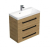 Swiss aqua technologies Koupelnová skříňka s černou úchytkou a umyvadlem SAT Cube Way 80x76,5x40 cm dub Hickory mat CUBE2C803DH