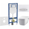 GEBERIT Duofix súprava 5v1 - inštalačný modul, závesná sprchová toaleta Rimless a Softclose WC sedadlo TECEone, tlačidlo Sigma50 Square, 115.788.11.2 (chróm/biela), SANI11CT3107