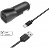 Nabíjačka do auta FIXED Smart Rapid Charge 15W s 2xUSB výstupom a USB/USB-C káblom 1 čierna (FIXCC15-2UC-BK)